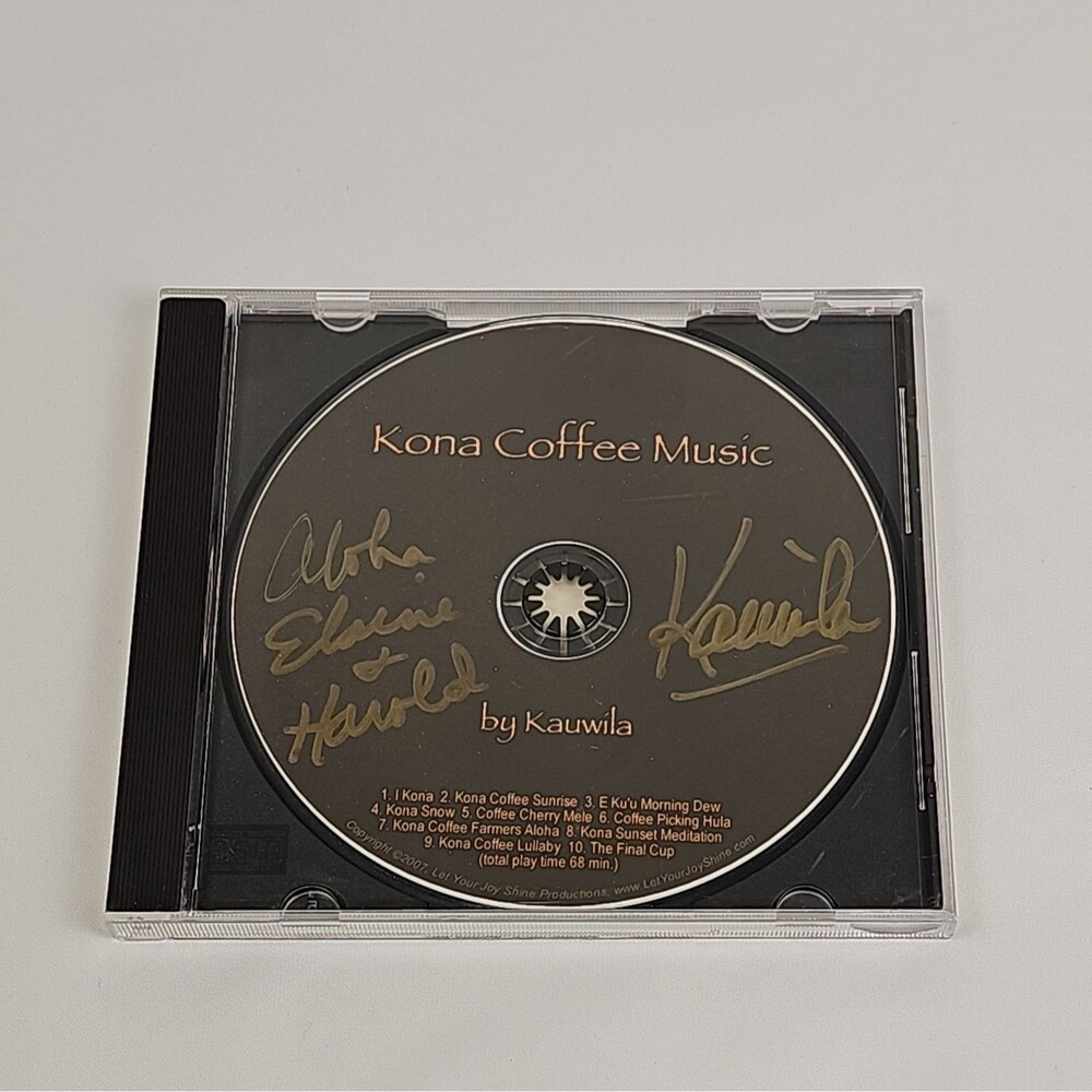 Kauwila Kona Coffee Music CD 2007 Signed Autographed Hawaiian Slack Key Rare